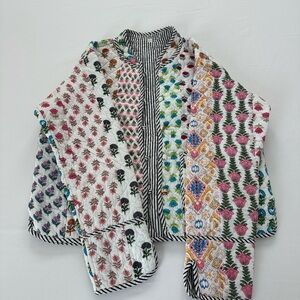 Colorful Quilted Floral Patterned Jacket